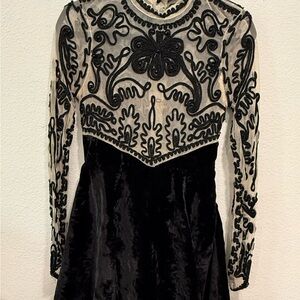 FREE PEOPLE Velvet & Lace MIDNIGHT  Mini Dress